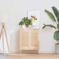 Kastdeuren met lamellen 2 st 61,5x29,5 cm massief grenenhout - thumbnail