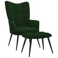 Relaxstoel met voetenbank fluweel donkergroen - thumbnail