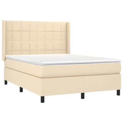 Boxspring met matras en LED stof crèmekleurig 140x190 cm - thumbnail