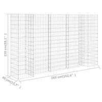 Gabion plantenbak H-vormig 260x40x150 cm staaldraad - thumbnail