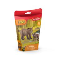 Schleich Safari - VROUWELIJKE GRIZZLYBEER MET GRIZZLYBEERTJE 42473 - thumbnail