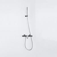 Fortifura Calvi Thermostatische badkraan met staafhanddouche, handdouchehouder en metalen doucheslang chroom SW496810/SW720564/SW720223/SW706202 - thumbnail