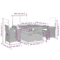 4-delige Tuinset met kussens poly rattan zwart - thumbnail