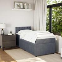 Boxspring met matras fluweel donkergrijs 90x200 cm - thumbnail
