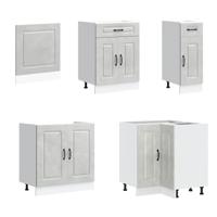 11-delige Keukenkastenset Kalmar bewerkt hout betongrijs - thumbnail