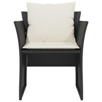 Tuinstoel met voetenbank poly rattan zwart - thumbnail