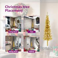 VidaXL Kunstkerstboom half met standaard smal 150 cm goudkleurig - thumbnail