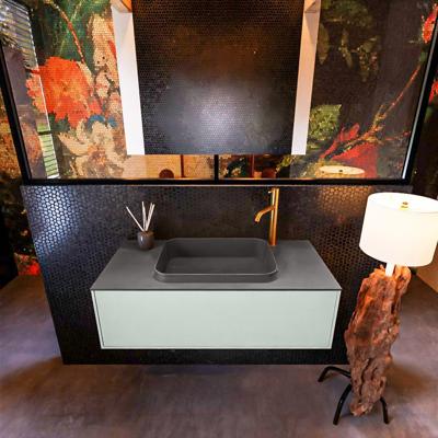 Badkamermeubelset Mondiaz Erin 100 cm met 1 Lade met RIDGE Wastafel Midden Dark grey met 1 kraangat Greeploos Mat Greey Badkamermeubelset Mondiaz Erin 100 cm met 1 Lade met RIDGE Wastafel Midden Dark grey met 1 kraangat Greeploos Mat Greey