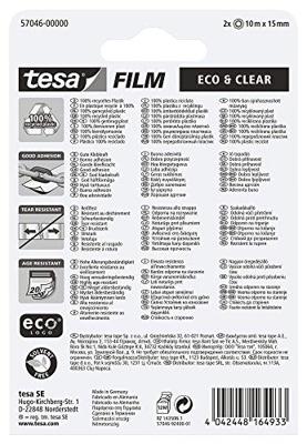 tesa 57046-00000-01 tesafilm Eco & Clear Transparant (l x b) 10 m x 15 mm 2 stuk(s)