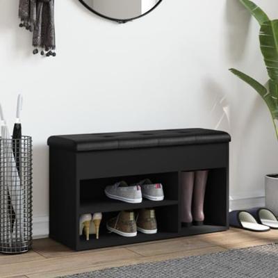 Schoenenbank 82x32x45,5 cm bewerkt hout zwart
