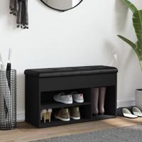 Schoenenbank 82x32x45,5 cm bewerkt hout zwart - thumbnail