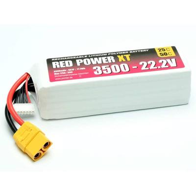 Red Power LiPo accupack 22.2 V 3500 mAh Softcase XT90 Red Power LiPo accupack 22.2 V 3500 mAh Softcase XT90