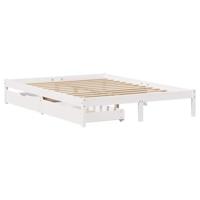 Bedframe zonder matras massief grenenhout wit 150x200 cm - thumbnail