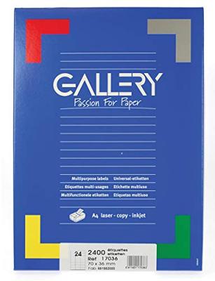 Gallery witte etiketten Ft 70 x 36 mm (b x h), rechte hoeken, doos van 2.400 etiketten