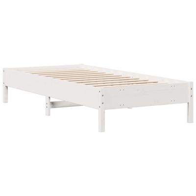 Bed met boekenkast zonder matras grenenhout wit 90x200 cm - thumbnail