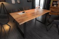 Massief houten eettafel MAMMUT 180 cm wilde acaciaboom rand industrieel design 2,6 cm tafelblad - 43469 - thumbnail