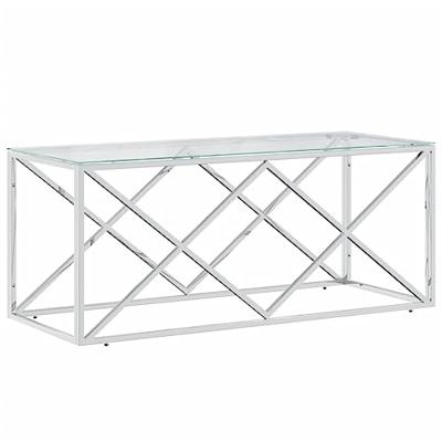 Salontafel 110x45x45 cm roestvrij staal en glas