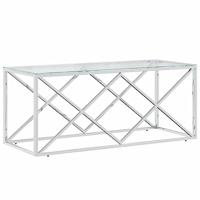 Salontafel 110x45x45 cm roestvrij staal en glas - thumbnail