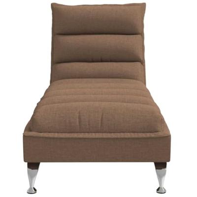 Massage chaise longue met kussens stof bruin