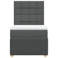 Boxspring met matras stof donkergrijs 90x200 cm - thumbnail