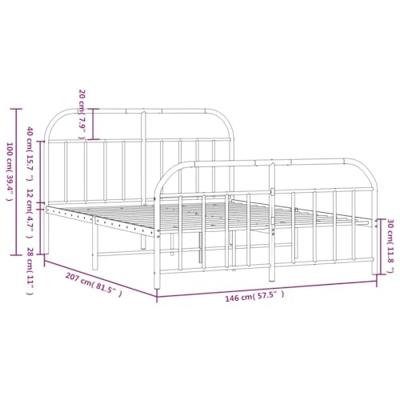 Bedframe met hoofd- en voeteneinde metaal zwart 140x200 cm