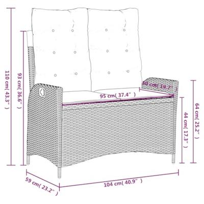 2-delige Tuinset met kussens poly rattan beige