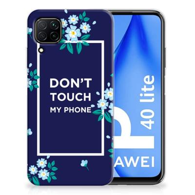 Huawei P40 Lite Silicone-hoesje Flowers Blue DTMP Huawei P40 Lite Silicone-hoesje Flowers Blue DTMP