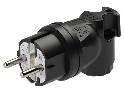 PCE 05811-s Haakse stekker met randaarde Rubber 230 V Zwart IP44