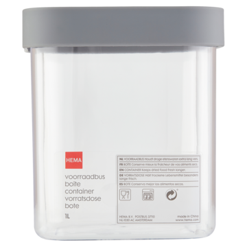HEMA Voorraadbus 1L (transparant)