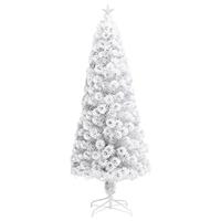 Kunstkerstboom met verlichting 240 cm glasvezel wit - thumbnail