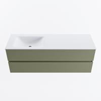 MONDIAZ VICA 140cm badmeubel onderkast Army 2 lades. Wastafel CLOUD links 1 kraangat, kleur Talc. - thumbnail