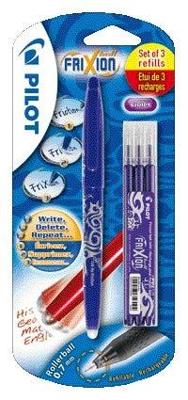Rollerpen pilot frixion bl-fr7 m + 3 vull paars Rollerpen pilot frixion bl-fr7 m + 3 vull paars