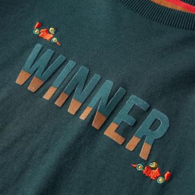 Kindershirt met lange mouwen winner-print 128 donkergroen