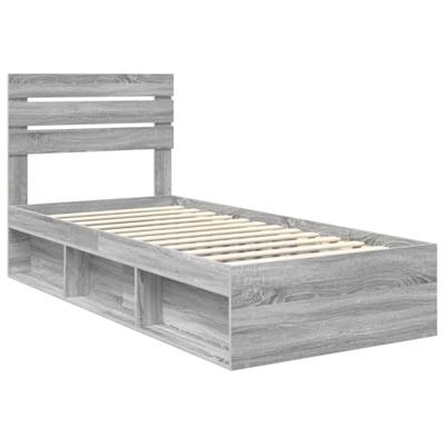 Bedframe Grijs Sonoma 75 x 190 cm Massief grenenhout