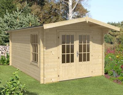 Tuindeco Julia Blokhut 300x500 cm 40 mm vuren blank- Zadeldak- Onbehandeld vurenhout- Tuindeco