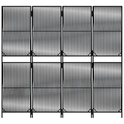 Kamerscherm 4 panelen poly rattan zwart