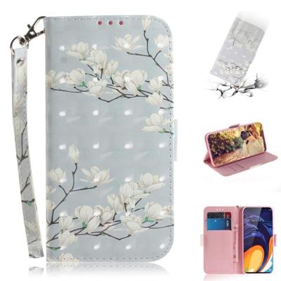 3D gekleurde tekening Magnolia patroon horizontale Flip lederen case voor Galaxy A60 met houder & card slots & portemonnee 3D gekleurde tekening Magnolia patroon horizontale Flip lederen case voor Galaxy A60 met houder & card slots & portemonnee