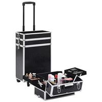Make-up trolley aluminium zwart met krokodillenpatroon - thumbnail