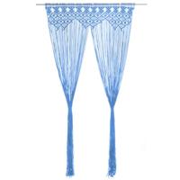 VidaXL Gordijn macramé 140x240 cm katoen blauw - thumbnail