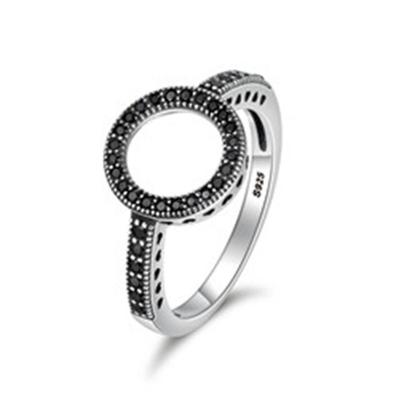 2 PC'S echte 925 sterling zilver gelukkige cirkel Diamond halo ringen ring maat: 10 (wit)