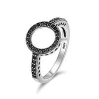 2 PC'S echte 925 sterling zilver gelukkige cirkel Diamond halo ringen ring maat: 10 (wit) - thumbnail