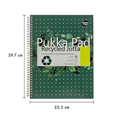 Collegeblok Pukka Pad Jotta Recycled A4 lijn 4-gaats 110 pagina's 80gr groen | 3 stuks
