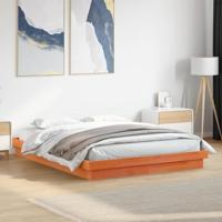 Bedframe met LED massief grenenhout wasbruin 150x200 cm - thumbnail