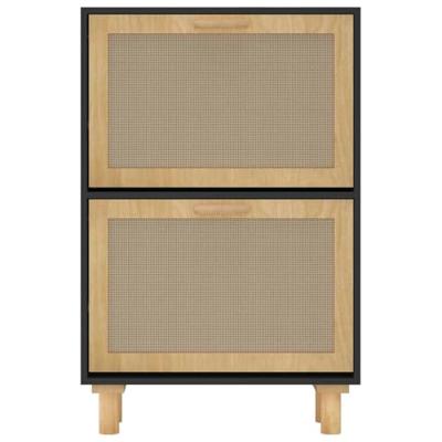 VidaXL Schoenenkast 52x25x80 cm bewerkt hout en rattan zwart