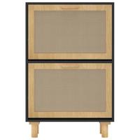 VidaXL Schoenenkast 52x25x80 cm bewerkt hout en rattan zwart - thumbnail