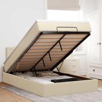 Ottoman bed met matras 120x190cm stof crèmekleurig - thumbnail