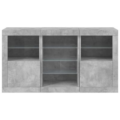 Dressoir met LED-verlichting 123x37x67 cm betongrijs