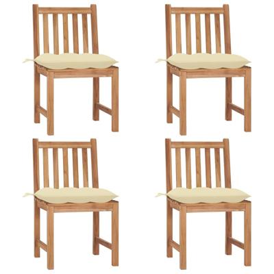 Tuinstoelen 4 st met kussens massief teakhout