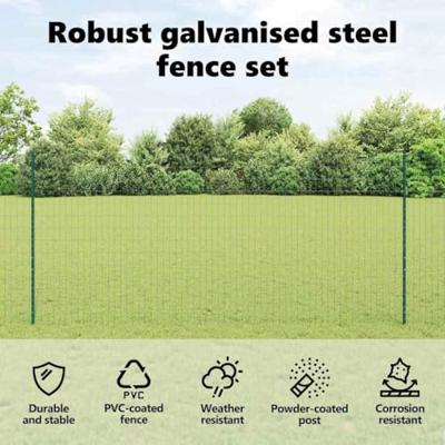 VidaXL Hek met paal groen 1,4 x 10 m staal en pvc