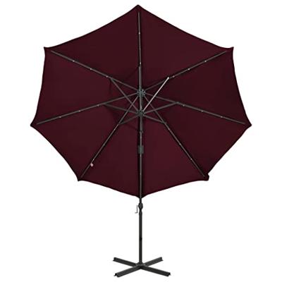 VidaXL Zweefparasol met paal en led-verlichting 300 cm bordeauxrood